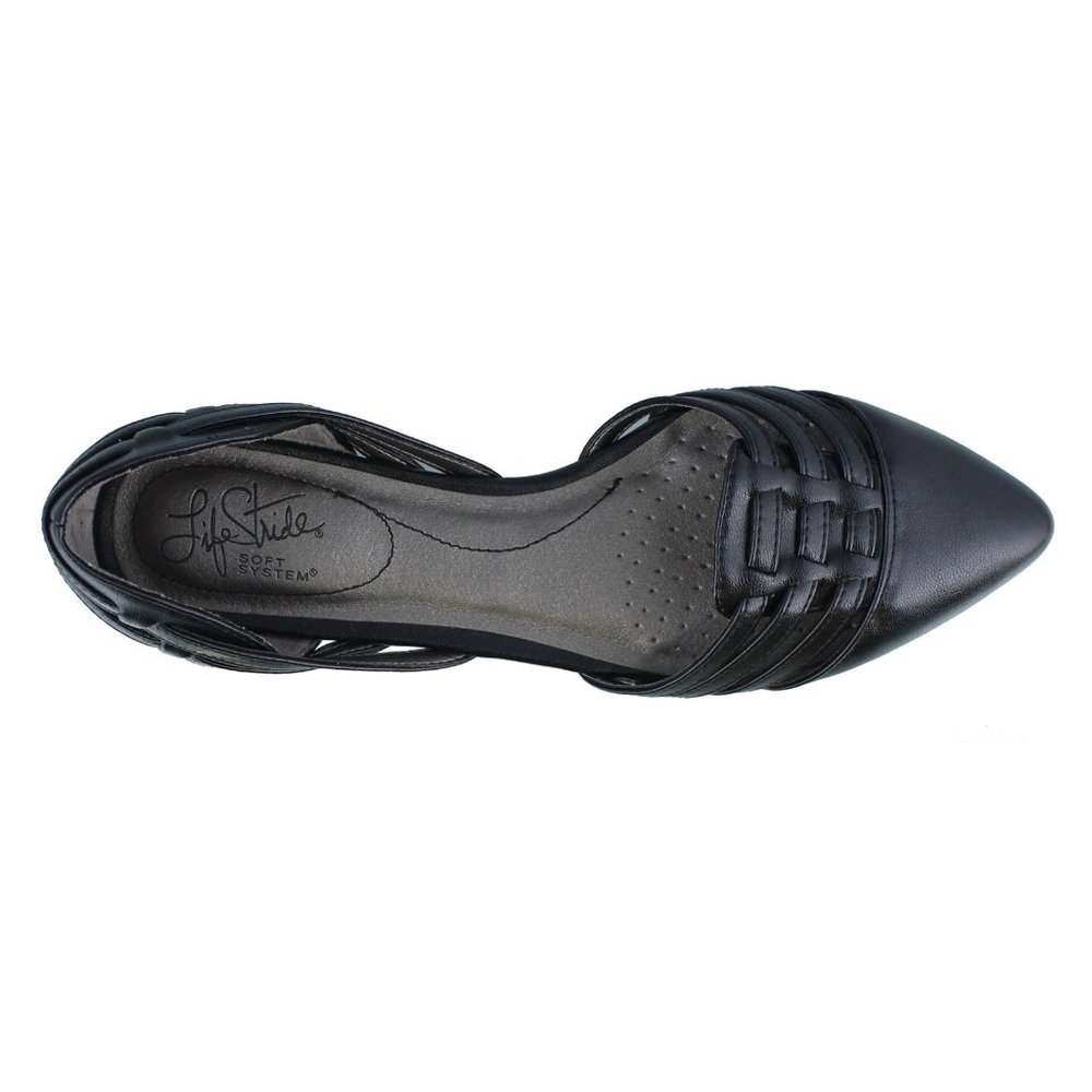 LIFE STRIDE, Black Slip On Pointed Flats, with woven detail, 8.5W